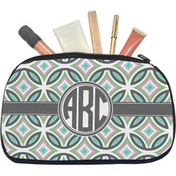 Geometric Circles Makeup / Cosmetic Bag - Medium (Personalized)