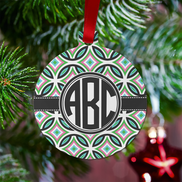 Geometric Circles Metal Ball Ornament - Lifestyle