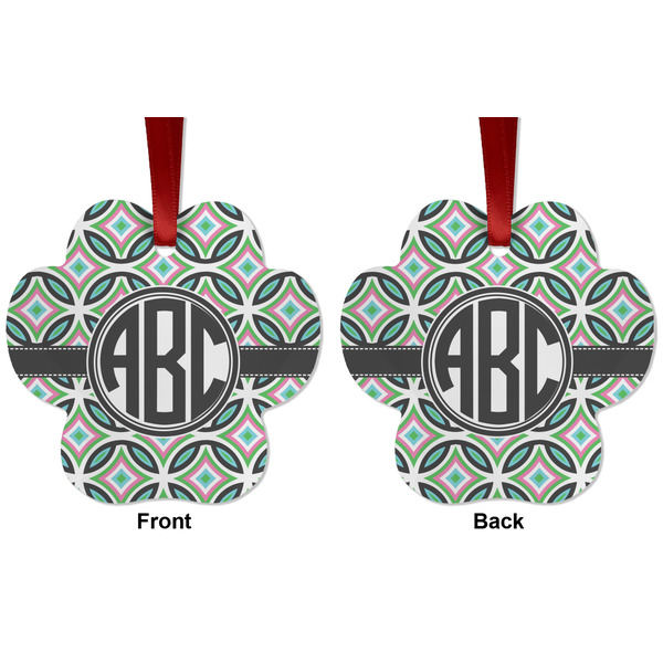 Geometric Circles Metal Paw Ornament - Front and Back