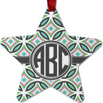 Geometric Circles Metal Star Ornament - Double Sided w/ Monogram