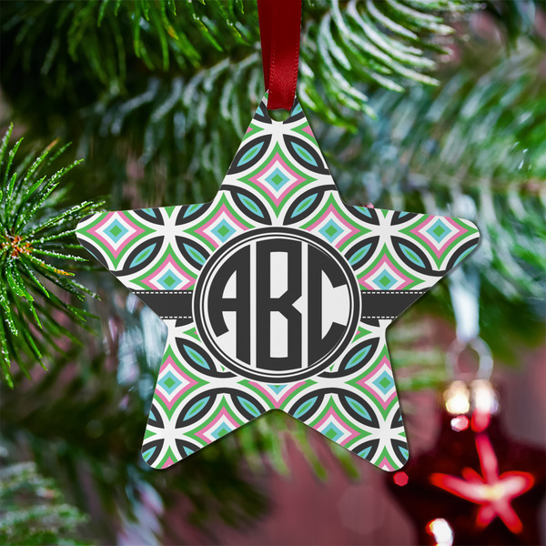 Geometric Circles Metal Star Ornament - Lifestyle