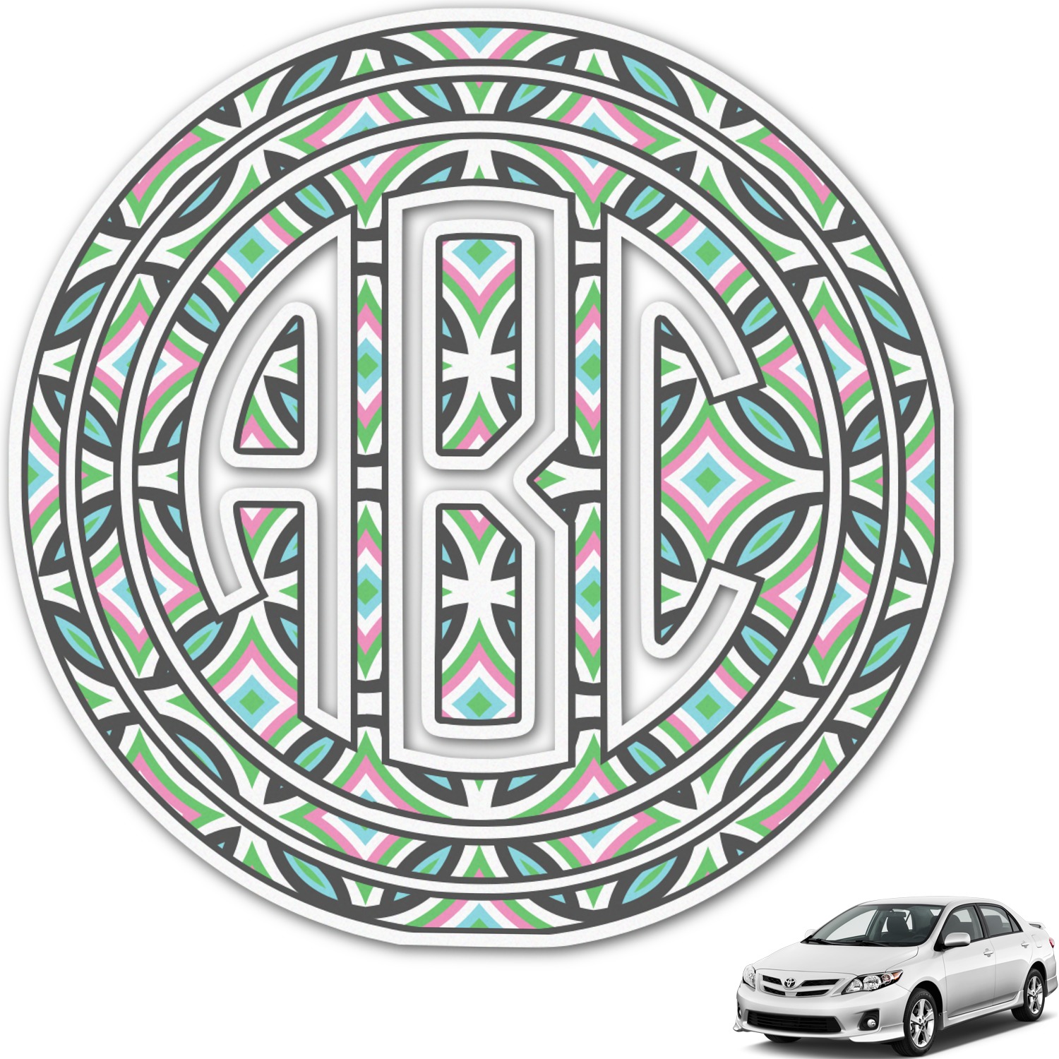 Geometric Circles Monogram Car Decal (Personalized) YouCustomizeIt