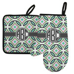 Geometric Circles Left Oven Mitt & Pot Holder Set w/ Monogram
