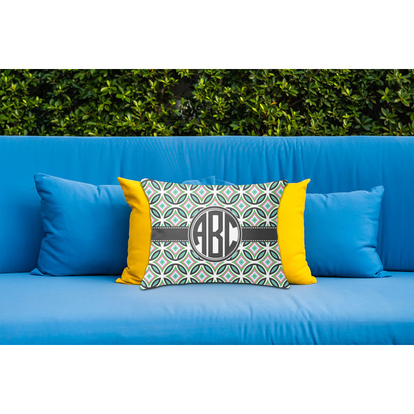 Geometric Circles Outdoor Throw Pillow  - LIFESTYLE (Rectangular - 20x14)