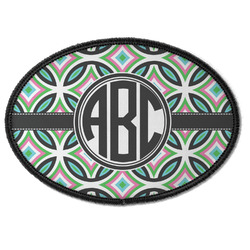 Geometric Circles Iron On Oval Patch w/ Monogram