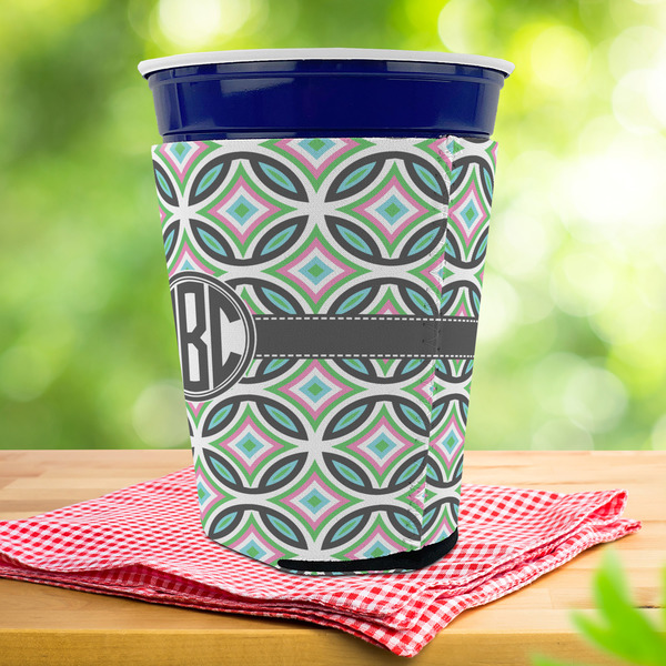 Geometric Circles Party Cup Sleeves - with bottom - Lifestyle