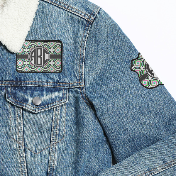 Geometric Circles Patches Lifestyle Jean Jacket Detail