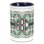 Geometric Circles Ceramic Pencil Holders - Blue