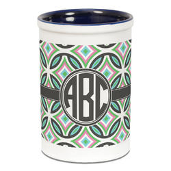 Geometric Circles Ceramic Pencil Holders - Blue