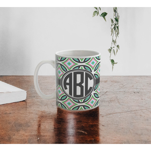 Geometric Circles Personalized Coffee Mug - Lifestyle