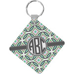 Geometric Circles Diamond Plastic Keychain w/ Monogram