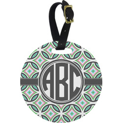Geometric Circles Plastic Luggage Tag - Round (Personalized)