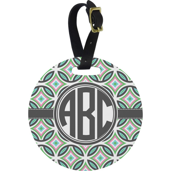 Custom Geometric Circles Plastic Luggage Tag - Round (Personalized)