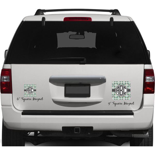 Geometric Circles Personalized Square Car Magnets on Ford Explorer