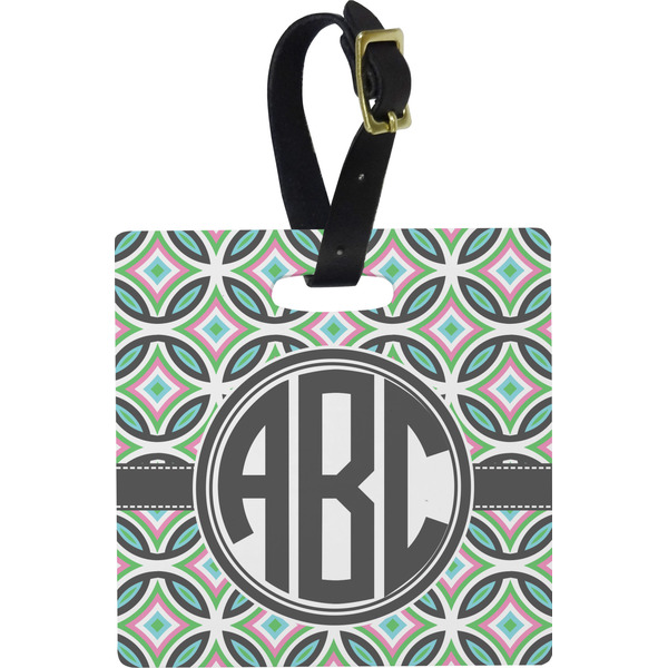 Geometric Circles Personalized Square Luggage Tag