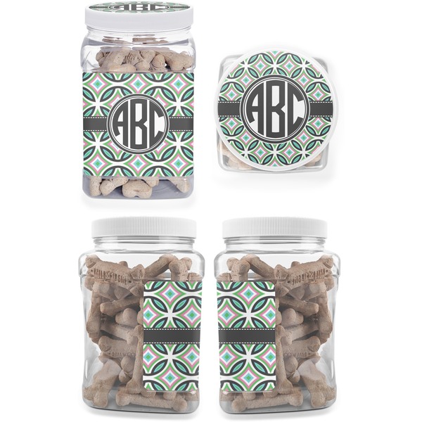 Geometric Circles Pet Treat Jar - Multiple Angles