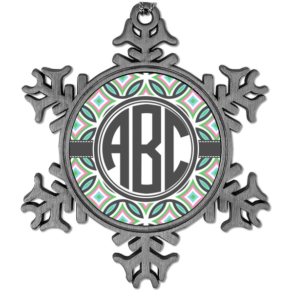Custom Geometric Circles Vintage Snowflake Ornament (Personalized)