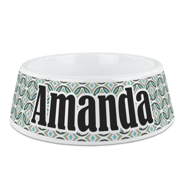 Custom Geometric Circles Plastic Dog Bowl (Personalized)