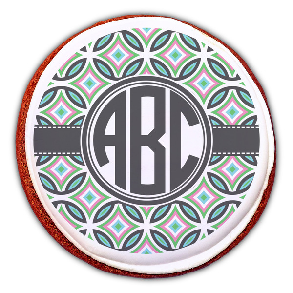 Geometric Circles Printed Icing Circle - Large - On Cookie
