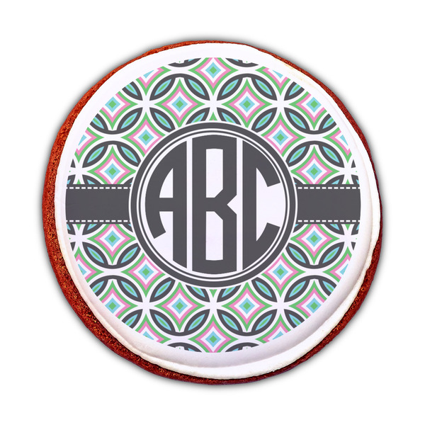 Geometric Circles Printed Icing Circle - Medium - On Cookie