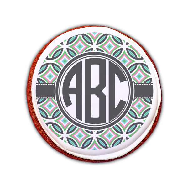 Geometric Circles Printed Icing Circle - Small - On Cookie