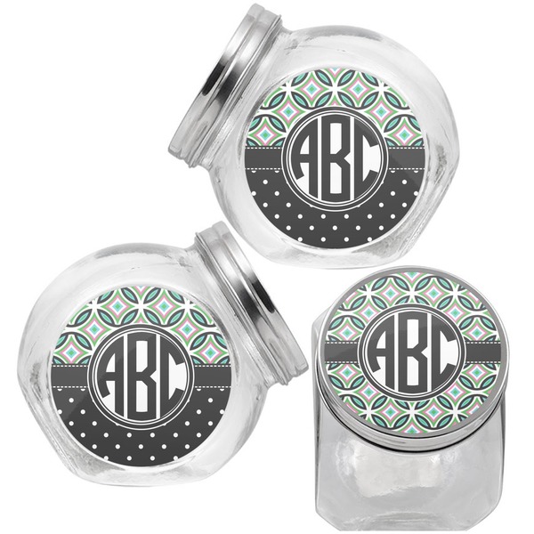 Geometric Circles Puppy Treat Jar - Top Left Right