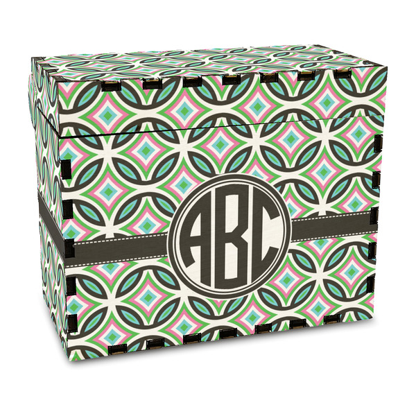 Custom Geometric Circles Wood Recipe Box - Full Color Print (Personalized)