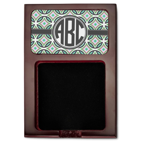 Geometric Circles Red Mahogany Sticky Note Holder - Flat