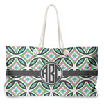 Geometric Circles Large Tote Bag with Rope Handles (Personalized)
