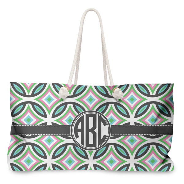 Custom Geometric Circles Large Tote Bag with Rope Handles (Personalized)