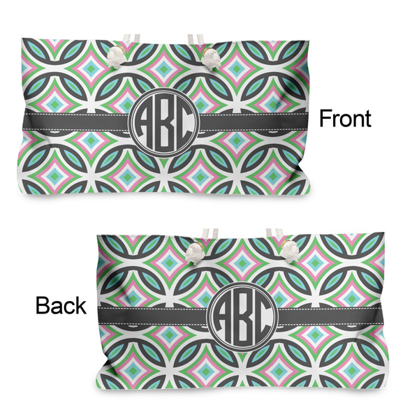 Geometric Circles Large Rope Tote - From & Back View