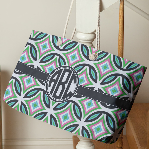 Geometric Circles Large Rope Tote - Life Style