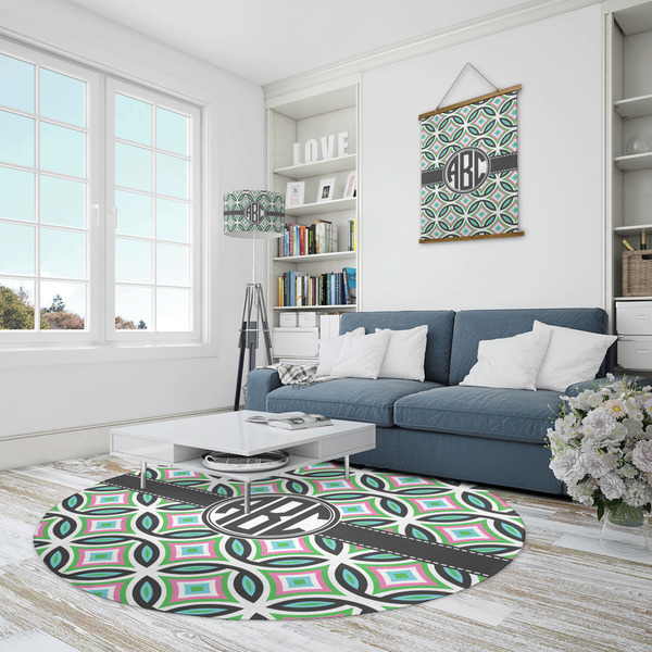 Geometric Circles Round Area Rug - IN CONTEXT