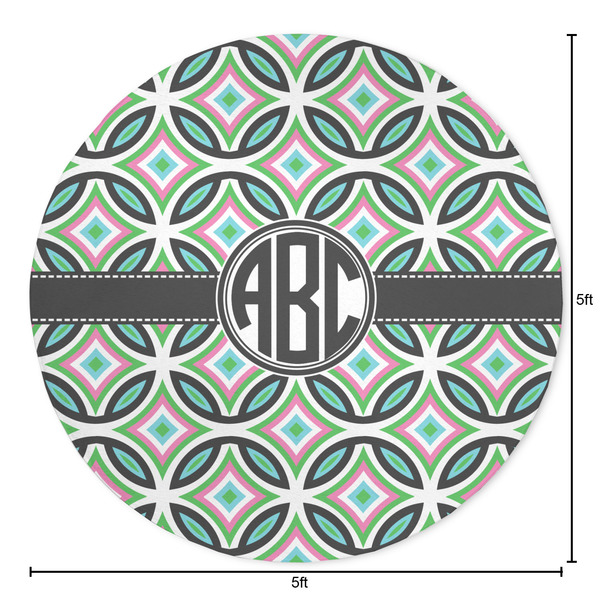 Geometric Circles Round Area Rug - Size