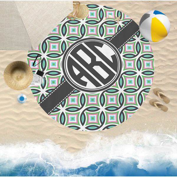 Geometric Circles Round Beach Towel Lifestyle