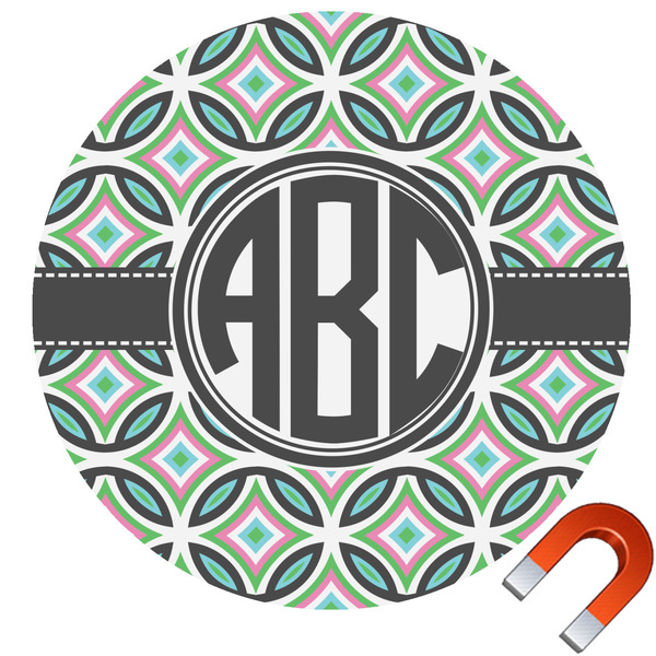 Custom Geometric Circles Round Car Magnet - 10" (Personalized)