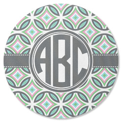 Geometric Circles Round Rubber Backed Coaster (Personalized)