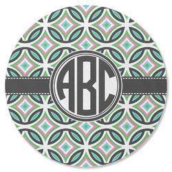 Geometric Circles Round Rubber Backed Coaster (Personalized)