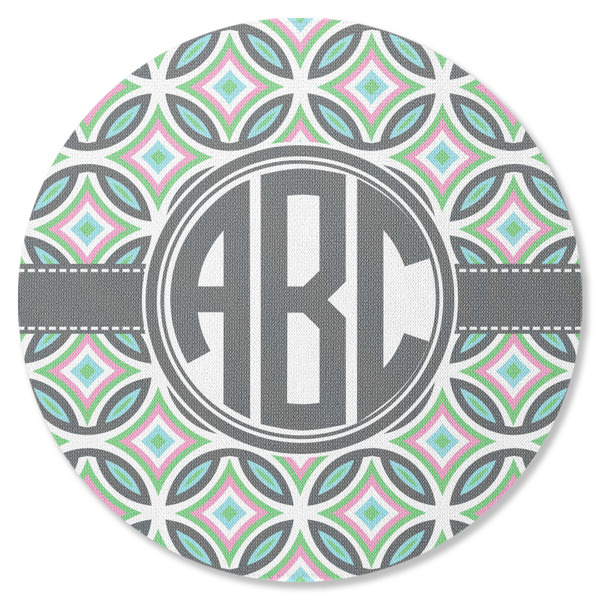 Custom Geometric Circles Round Rubber Backed Coaster (Personalized)