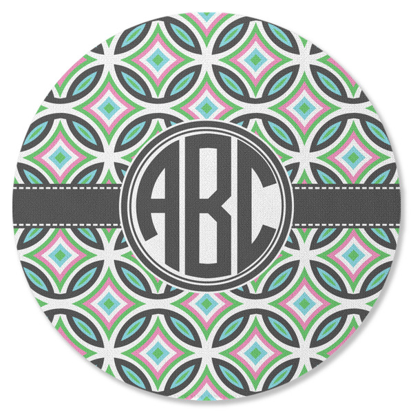 Geometric Circles Round Coaster Rubber Back - Single