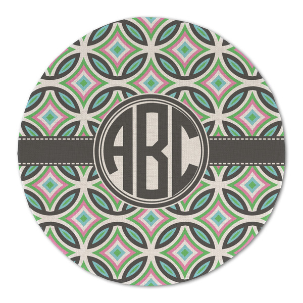 Geometric Circles Round Linen Placemats - FRONT (Double Sided)