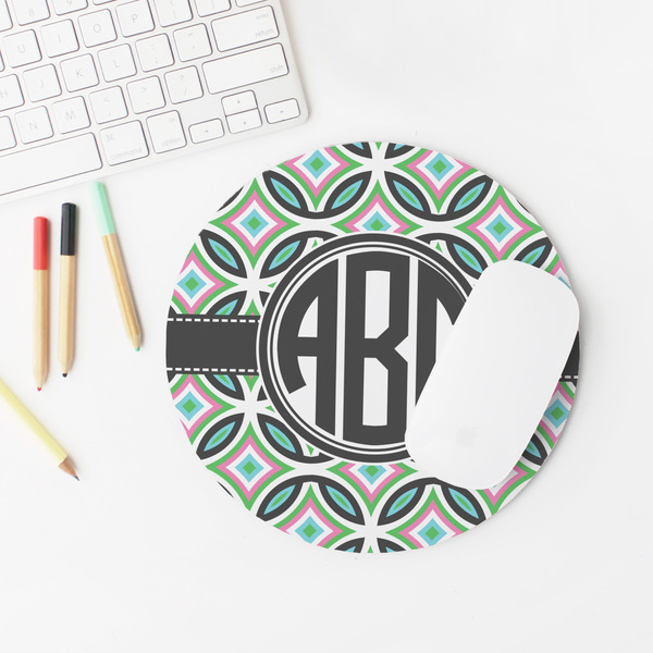 Geometric Circles Round Mousepad - LIFESTYLE 2