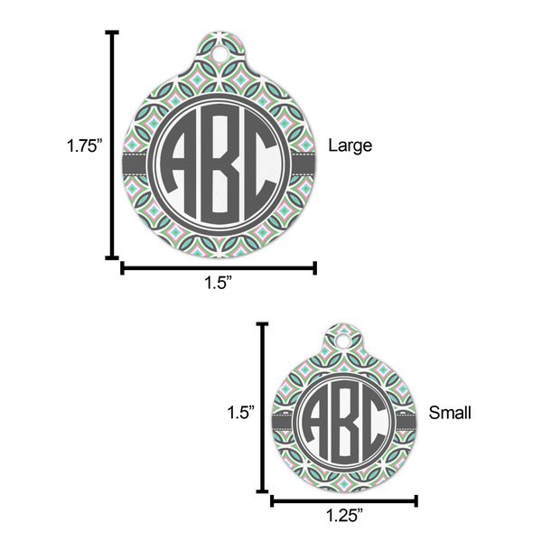 Geometric Circles Round Pet ID Tag - Large - Comparison Scale