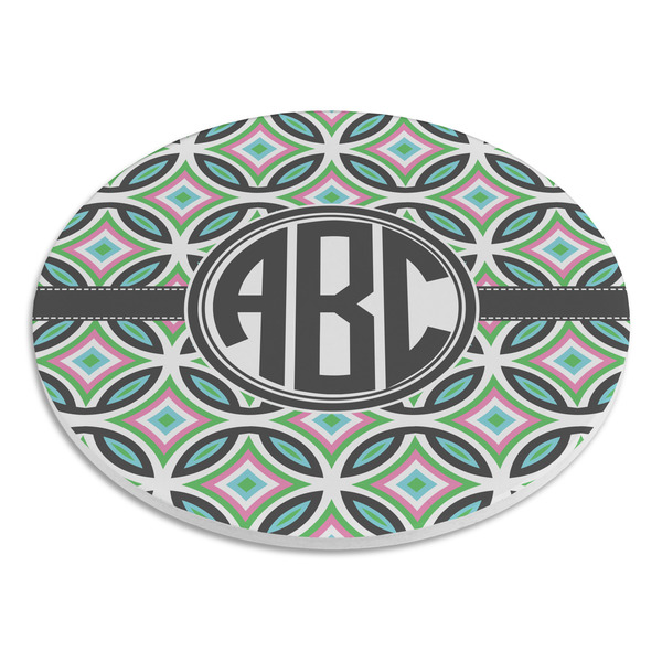 Geometric Circles Round Stone Trivet - Angle View