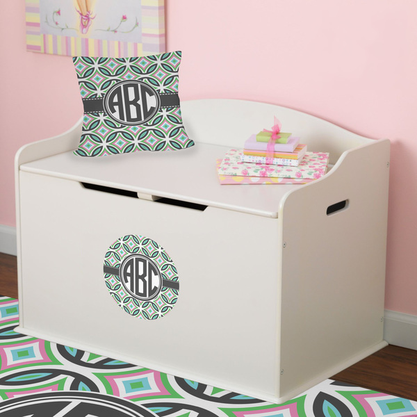 Geometric Circles Round Wall Decal on Toy Chest