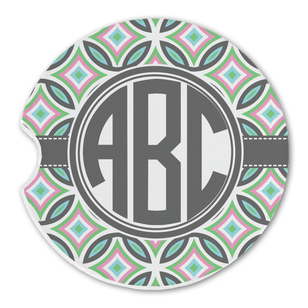 Geometric Circles Sandstone Car Coaster - Single