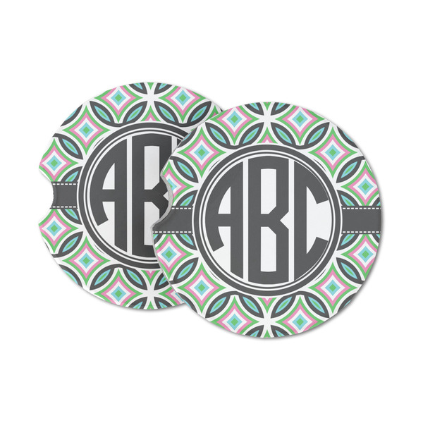 Custom Geometric Circles Sandstone Car Coasters (Personalized)