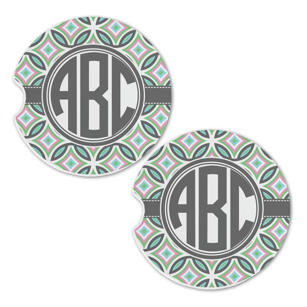 Geometric Circles Sandstone Car Coasters - Set of 2