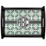 Geometric Circles Black Wooden Tray - Large (Personalized)