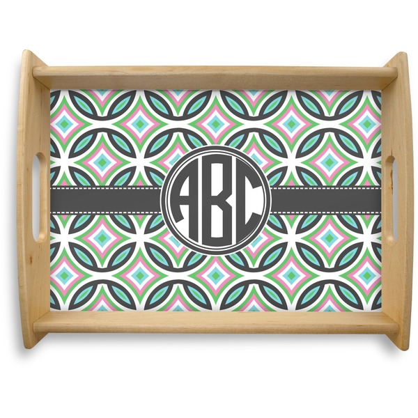 Custom Geometric Circles Natural Wooden Tray - Large (Personalized)